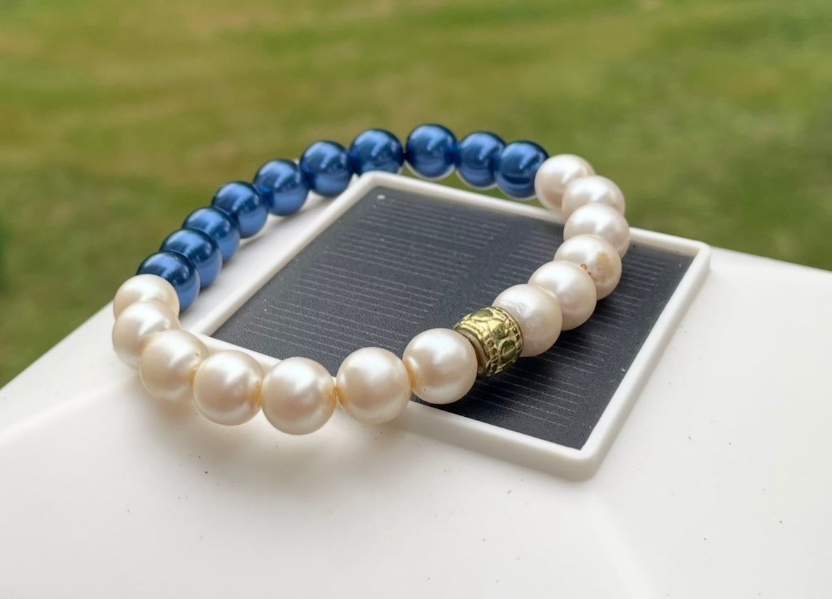 Blue & White Stretch Bracelets
