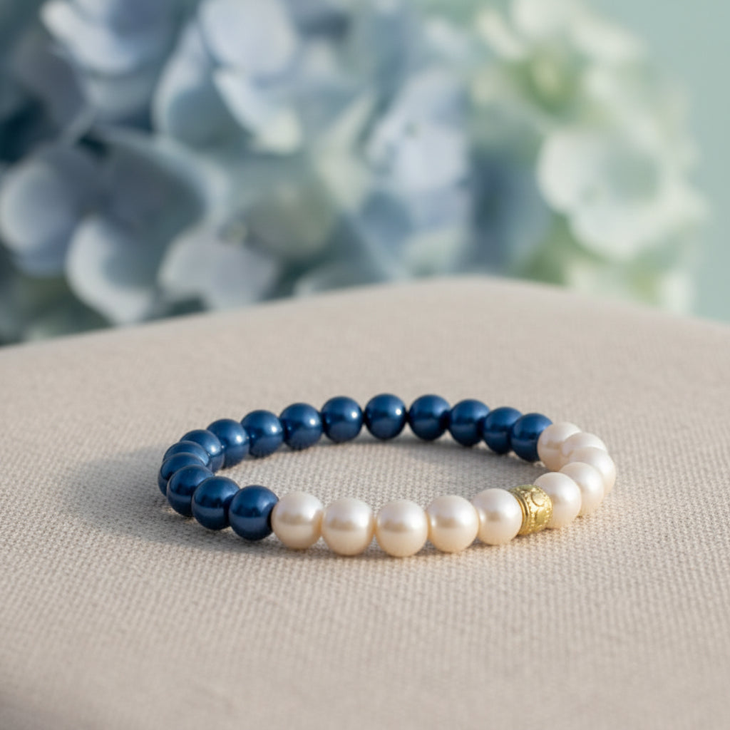 Blue & White Stretch Bracelets