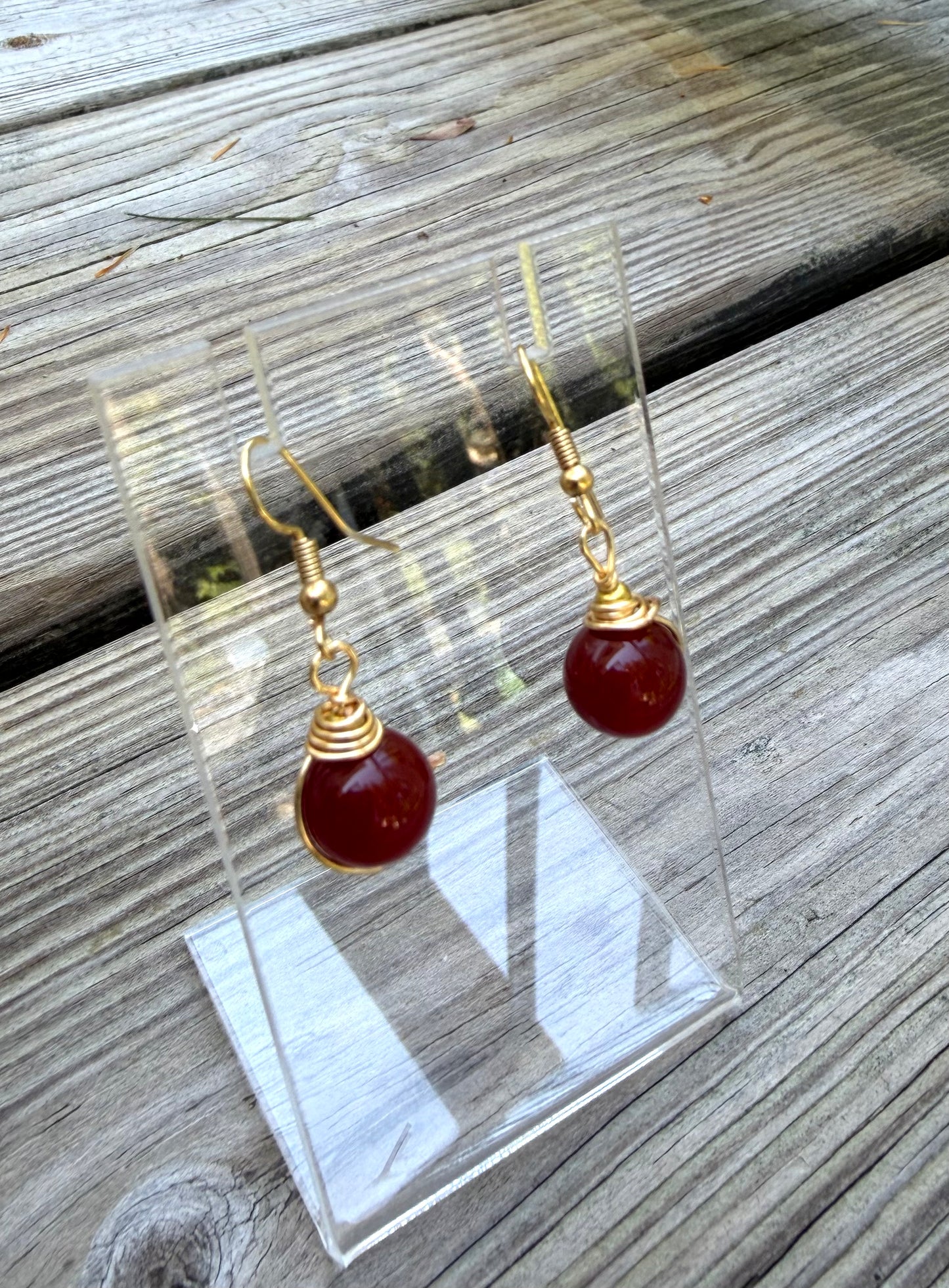 Red Bead Necklace with Matching Earrings