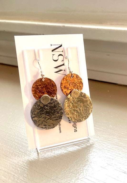 Riveted Copper and Silver Earrings