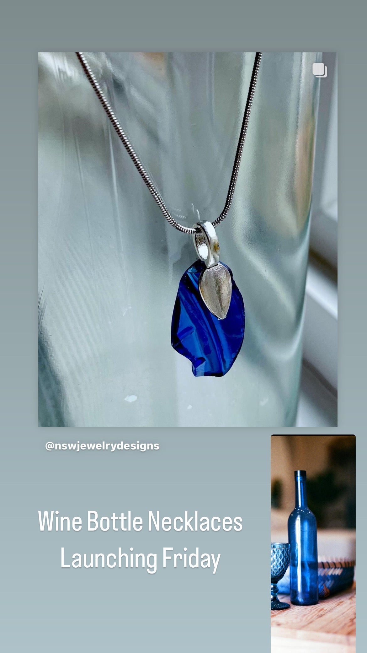 Cobalt Blue Wine Bottle Necklaces