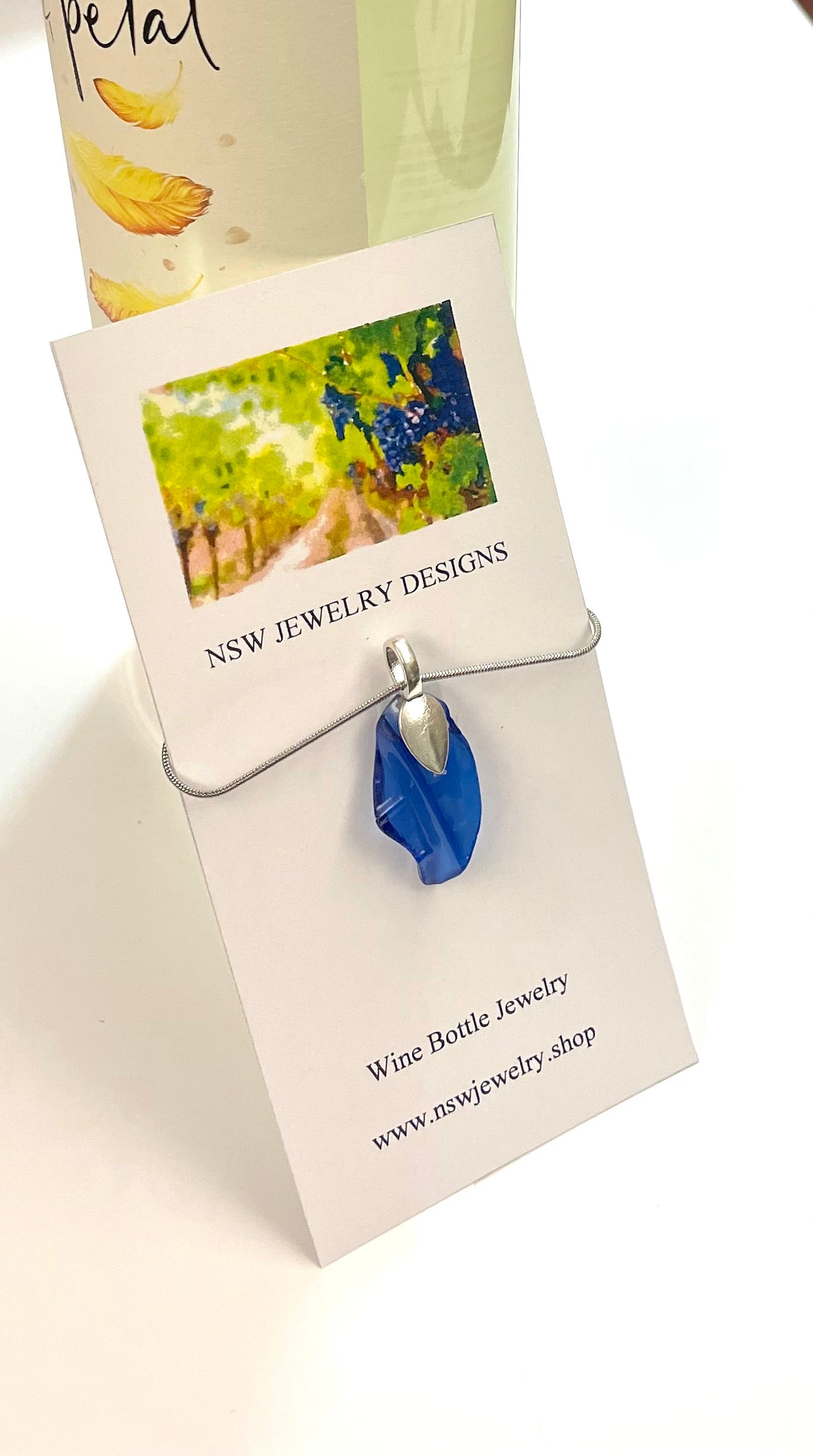 Cobalt Blue Wine Bottle Necklaces