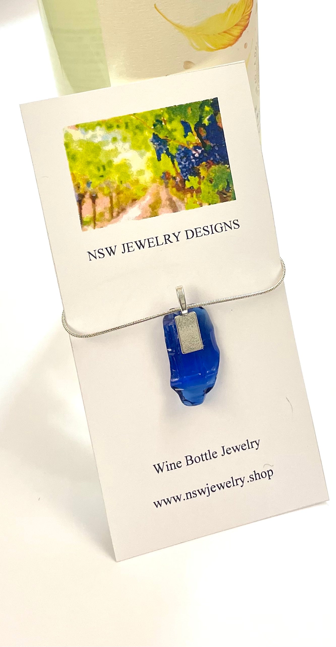 Cobalt Blue Wine Bottle Necklaces