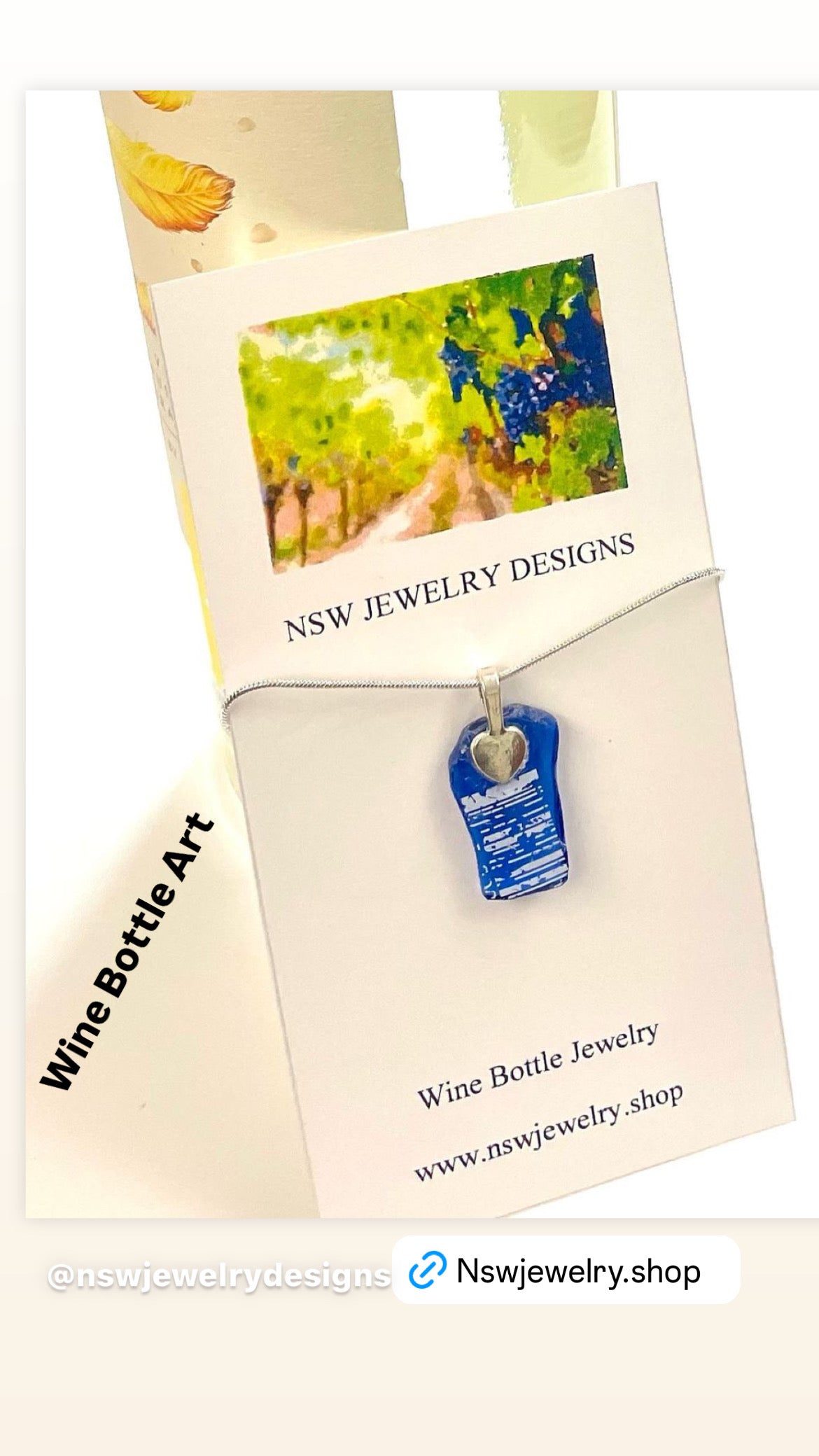 Cobalt Blue Wine Bottle Necklaces