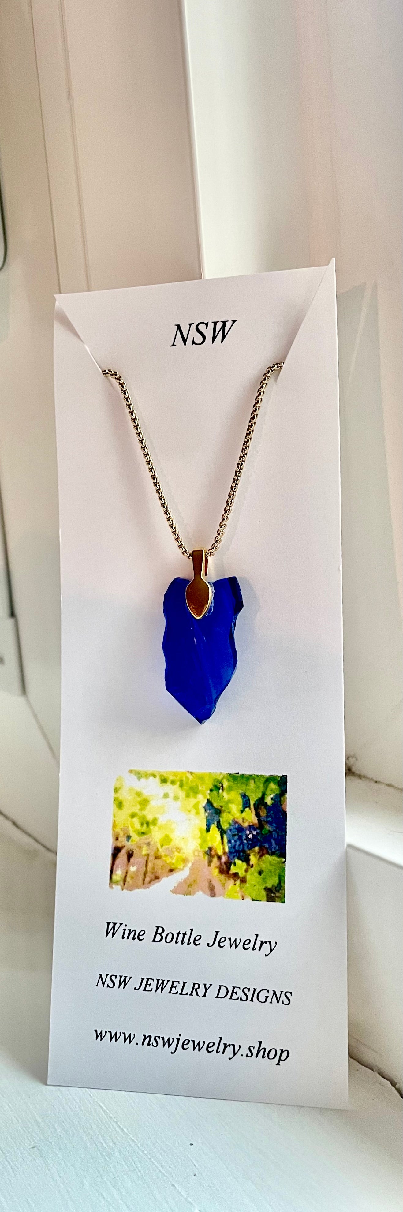 Cobalt Blue Wine Bottle Necklaces