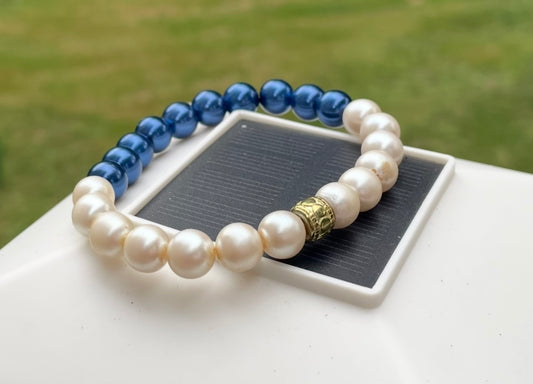 Blue & White Stretch Bracelets