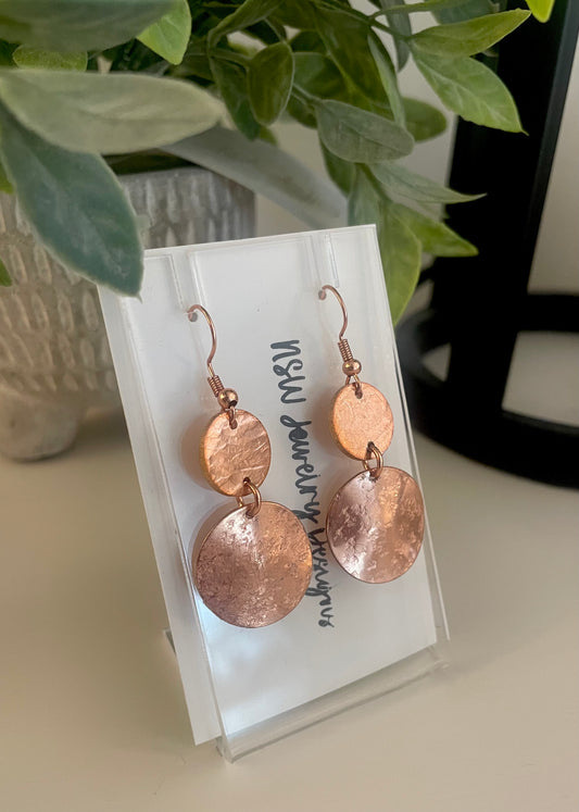 Copper Double Round Earrings