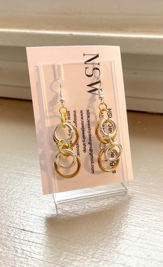 Mixed Metal Dangle Earrings