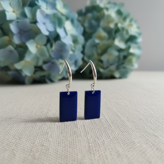 Blue Enamel Earrings