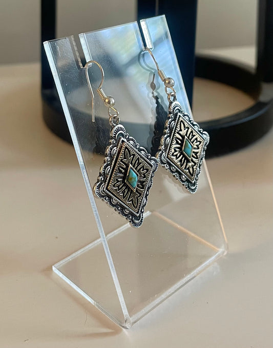 Silver, Gold and Turquoise Earrings