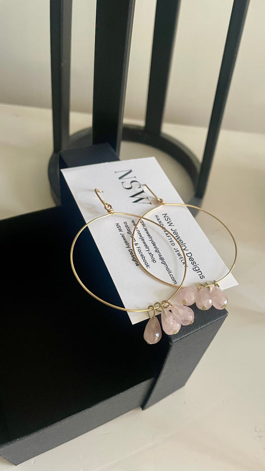 Rose Quartz Hoop Earrings