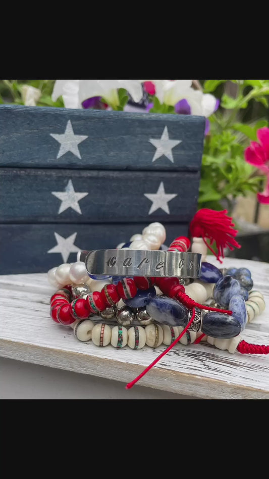 Blue and Silver Earrings and Bracelets